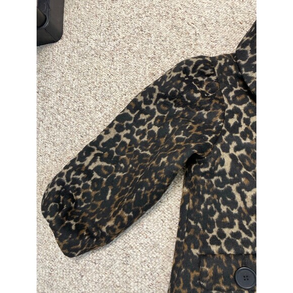 Leopard Print Puff Sleeve Dress Coat – Vintage Glam Holiday Party Jacket Small - Picture 5 of 11